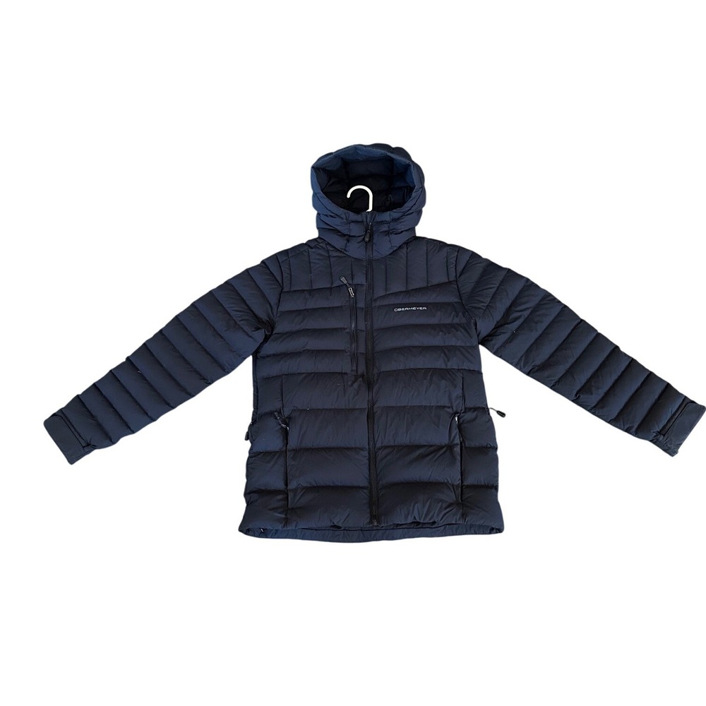 Obermeyer Mens Black Hooded Puffer Jacket Full Zip Insulated Ski Coat Medium